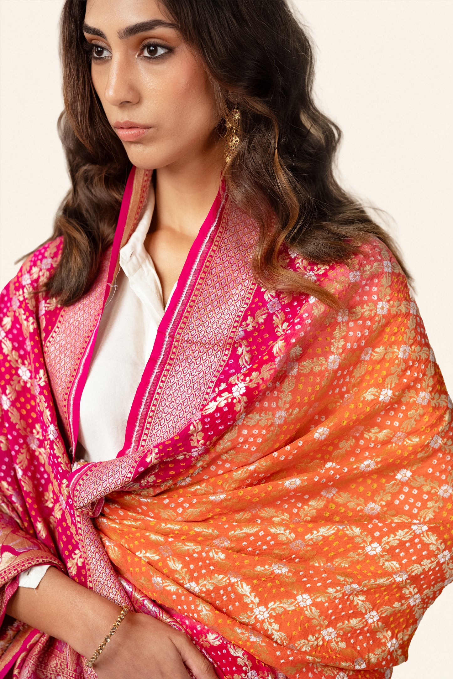 Peach-Pink Saree