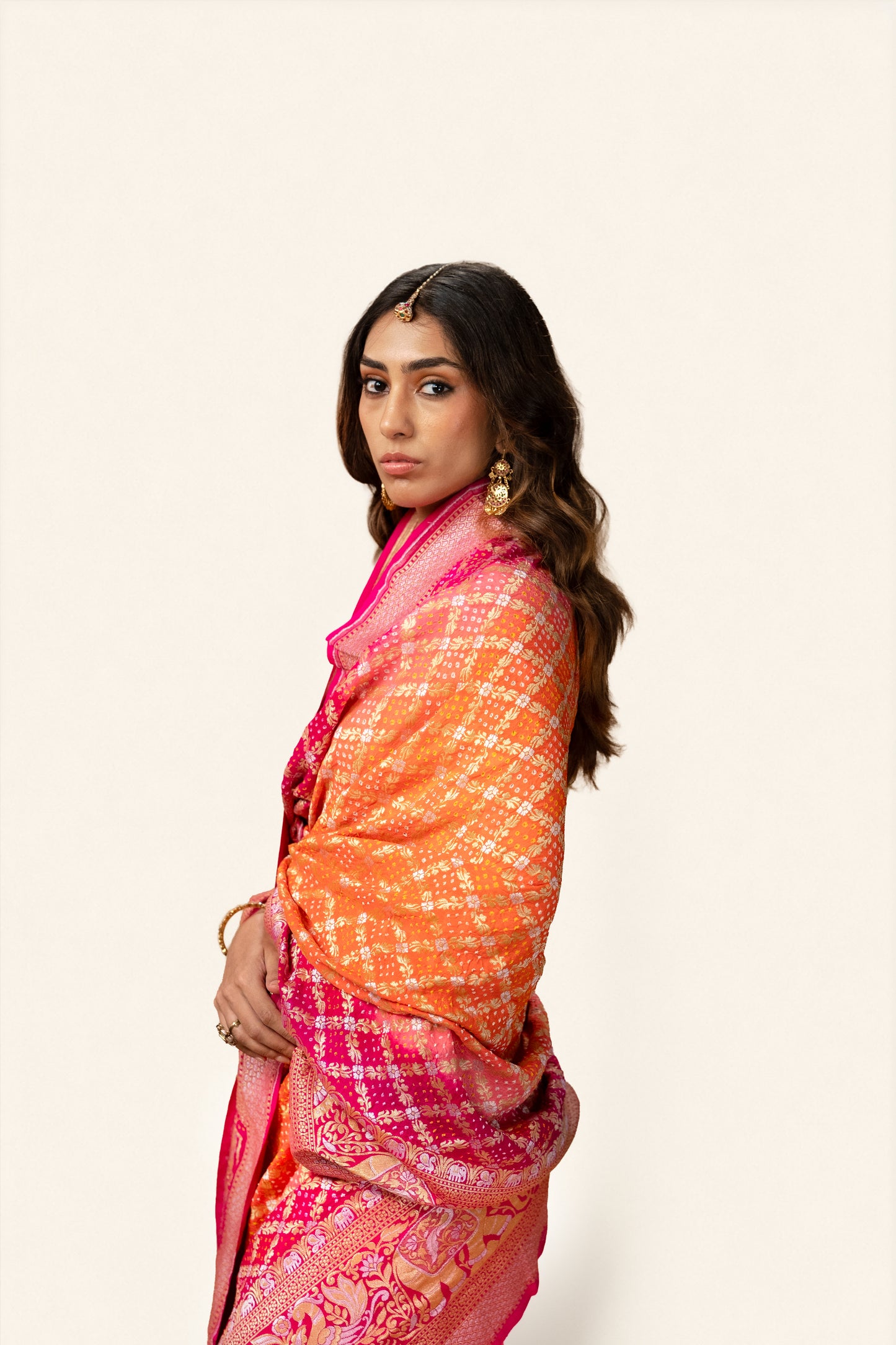 Peach-Pink Saree