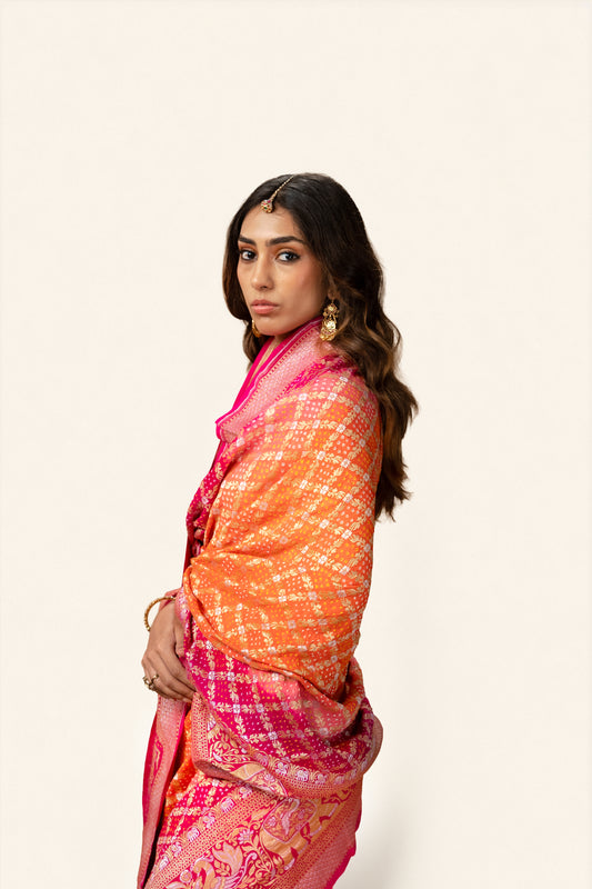 Peach-Pink Saree