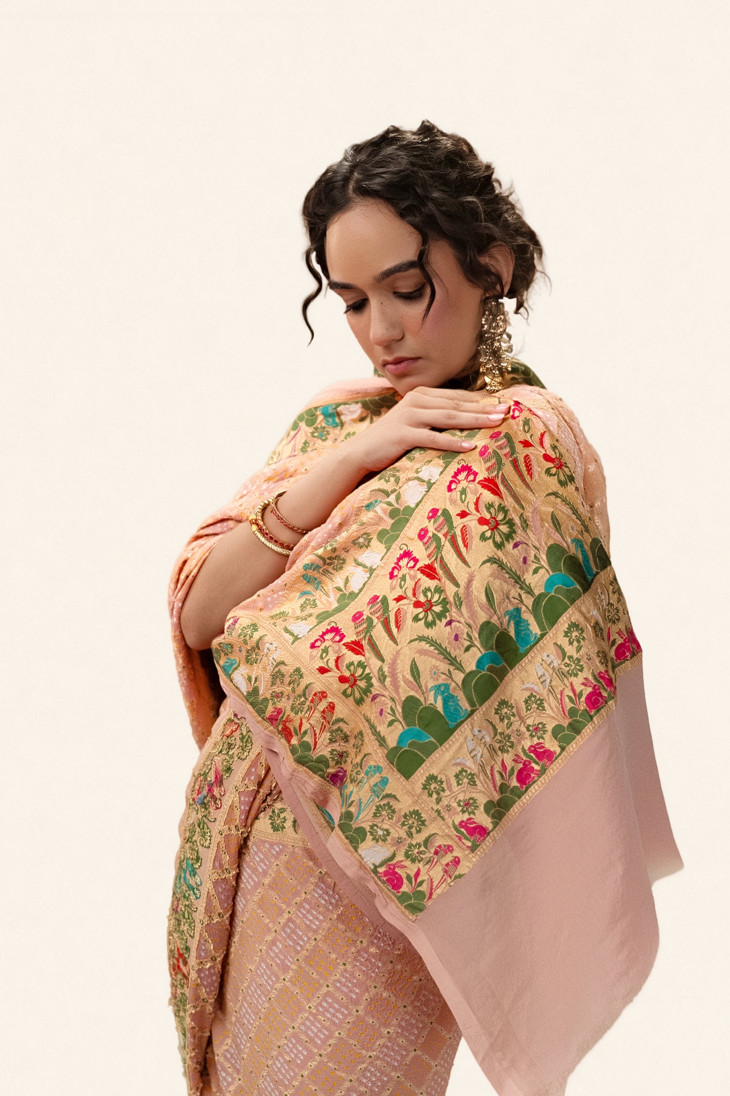 Peach Saree
