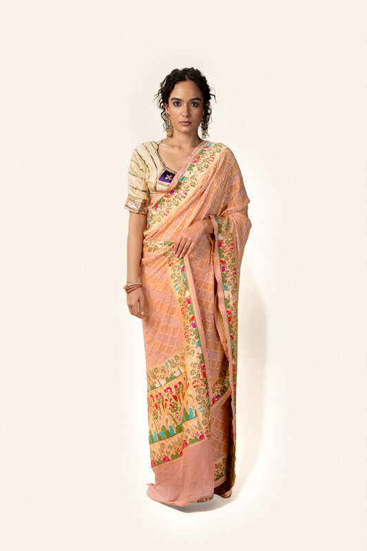 Peach Saree