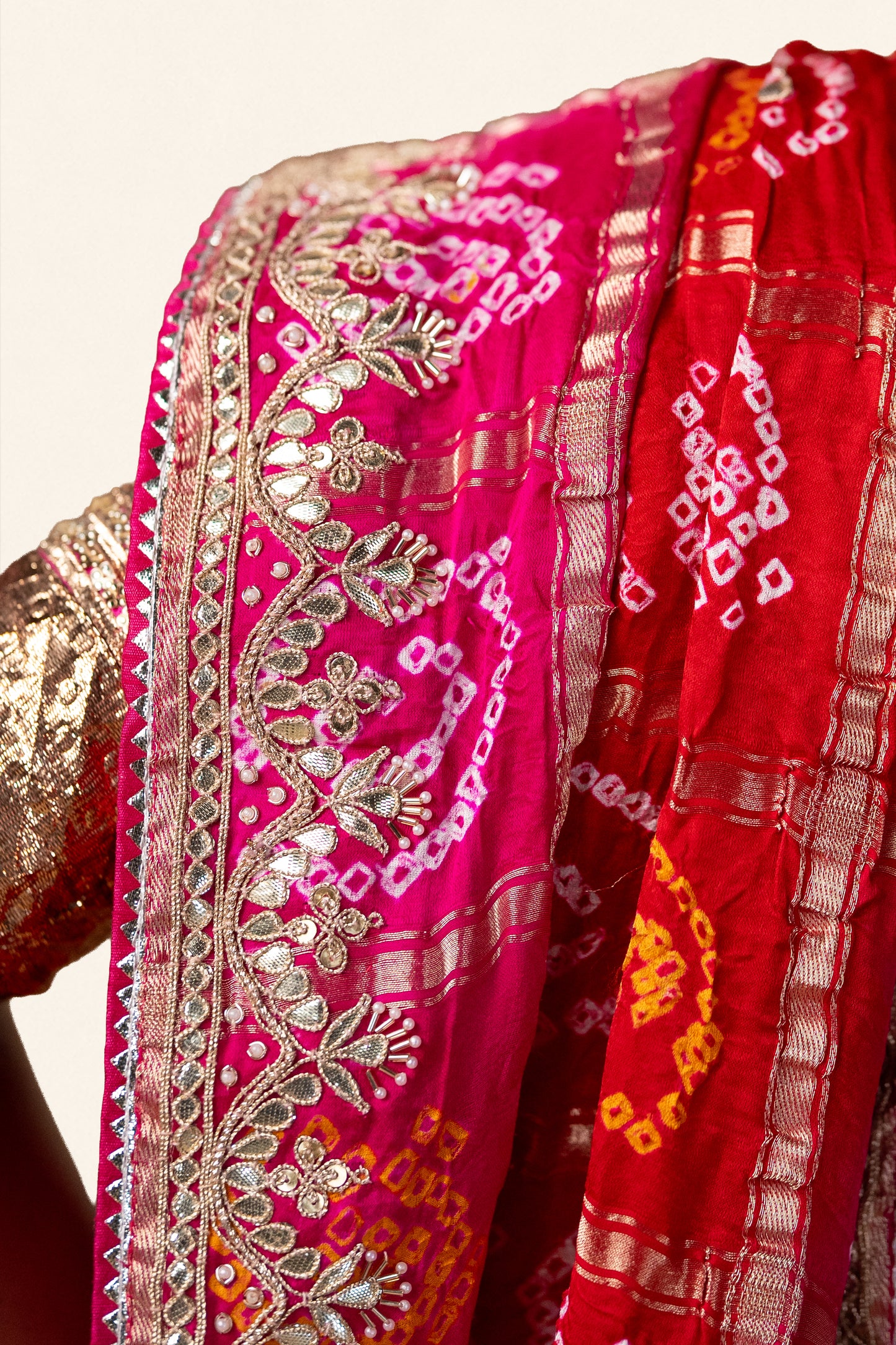 Red Gota Saree