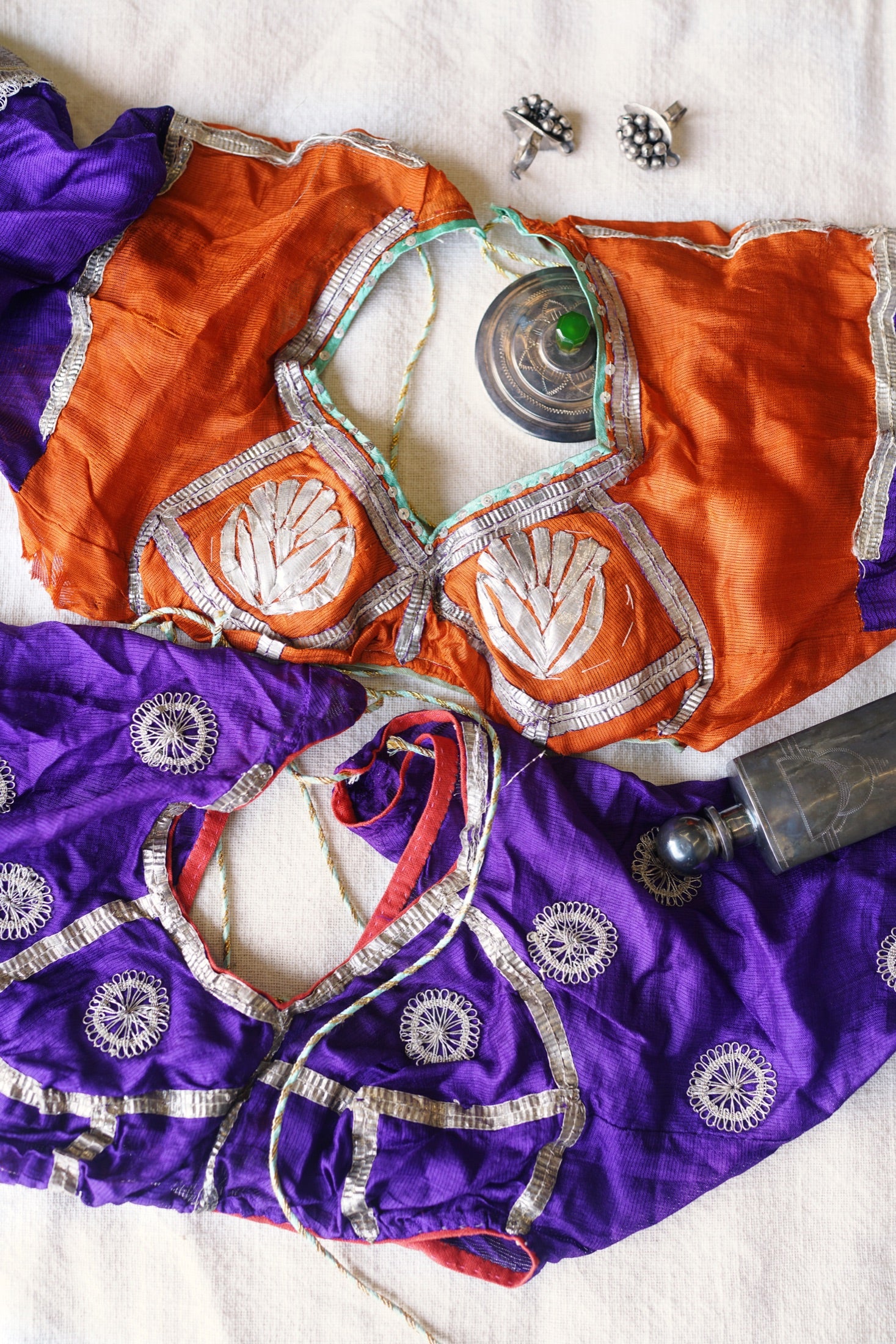 Heirloom textiles and silver, kept across generations